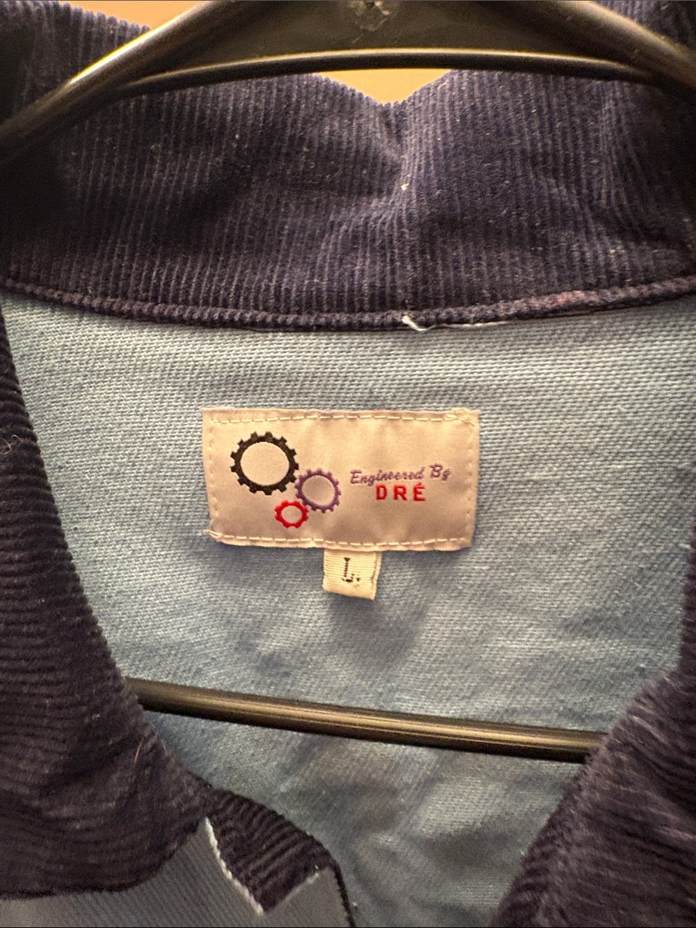 Engineered by DRE Embroidered Light Blue Bowling Shirt with Navy Collar - Picture 3 of 4